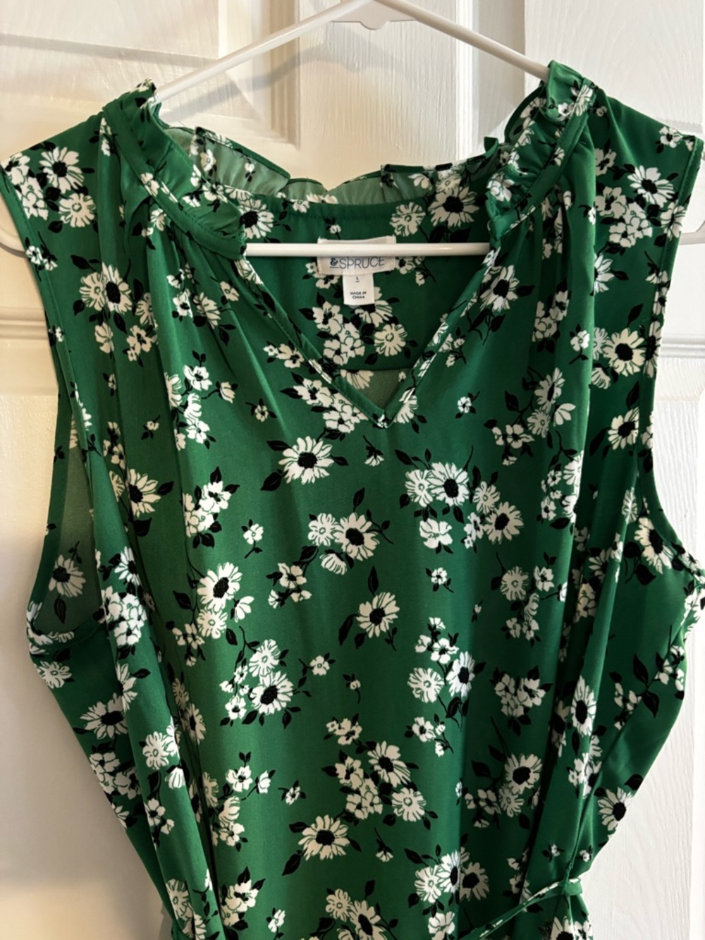 Market & Spruce Green Floral Midi Dress with Tie Waist - Picture 3 of 4